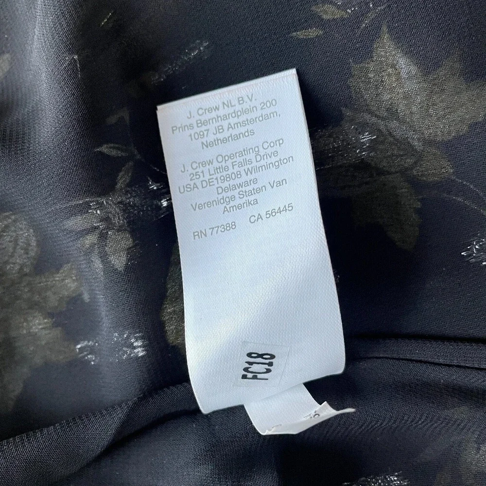 NWT $298 J.Crew Open-Back Metallic Clip-Dot Black Maxi Dress Golden Floral Sz 10
